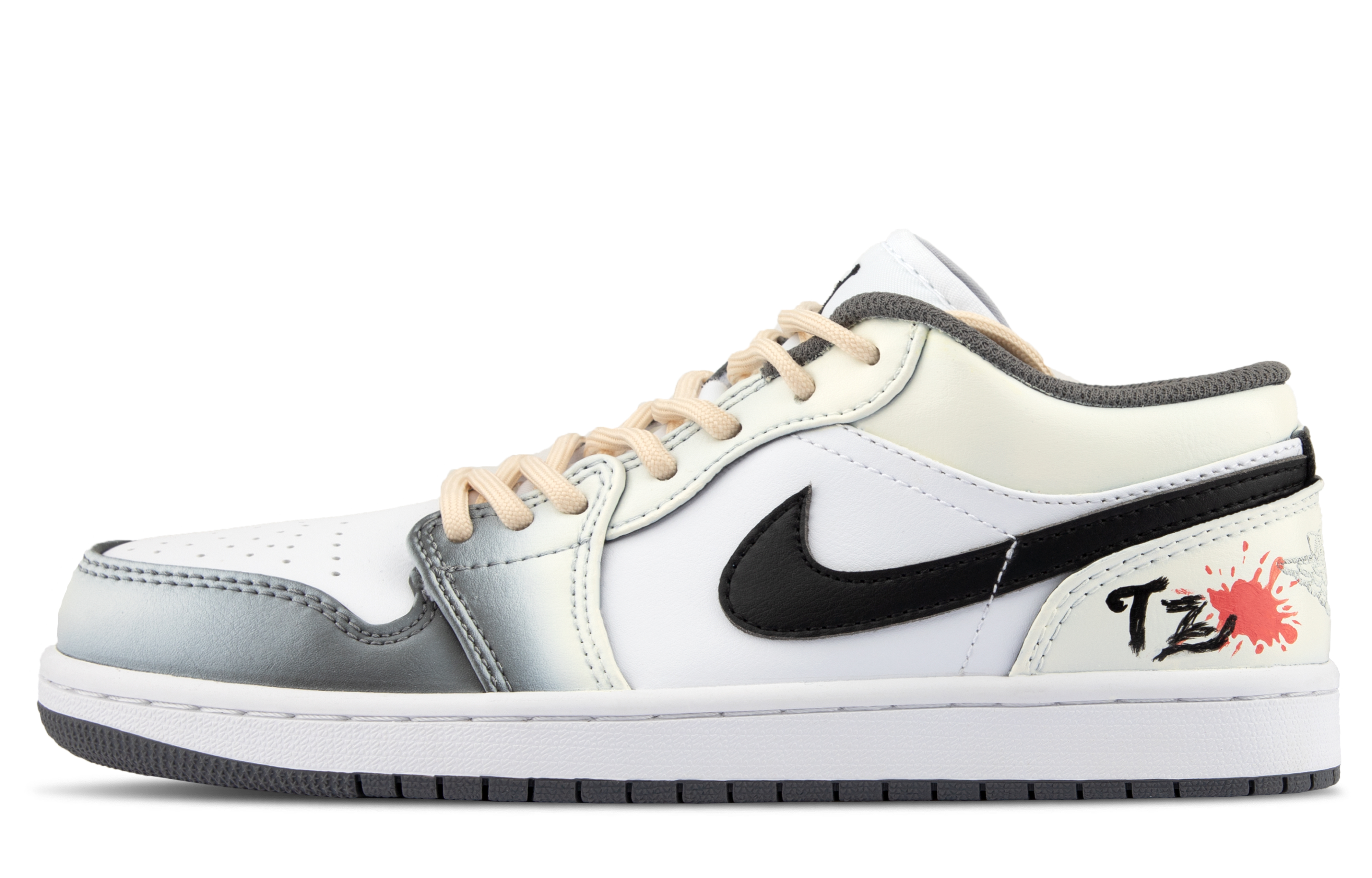 Jordan Air Jordan 1 Leather Cushioning Low top Vintage Basketball Shoes Unisex Light Yellow