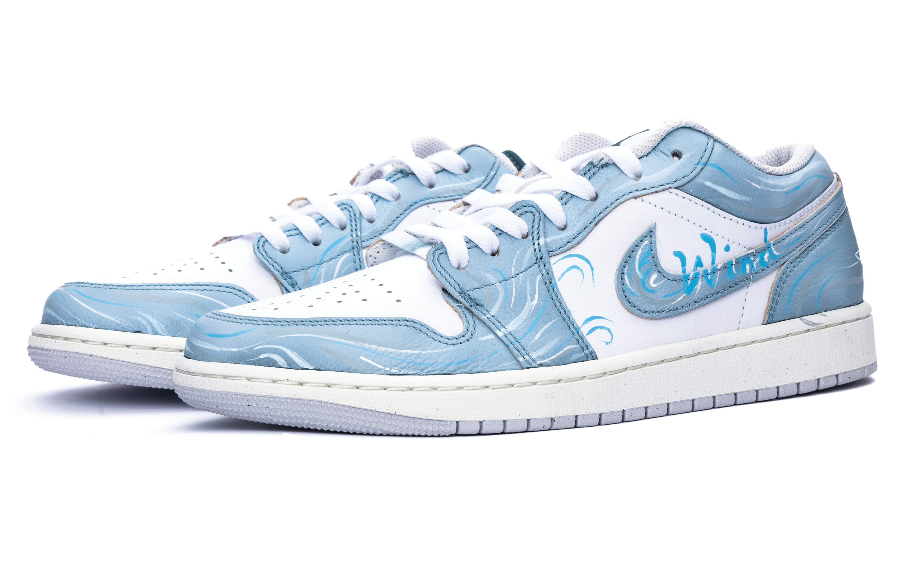 Jordan Air Jordan 1 Cushioning Abrasion Resistant Low top Vintage Basketball Shoes Unisex Blue