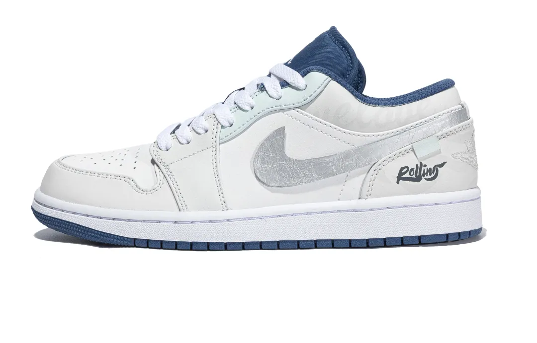 Jordan Air Jordan 1 Ice Blue Maris Sal CNY Year Of The Snake Low top Vintage Basketball Shoes Men's Blue White Silver