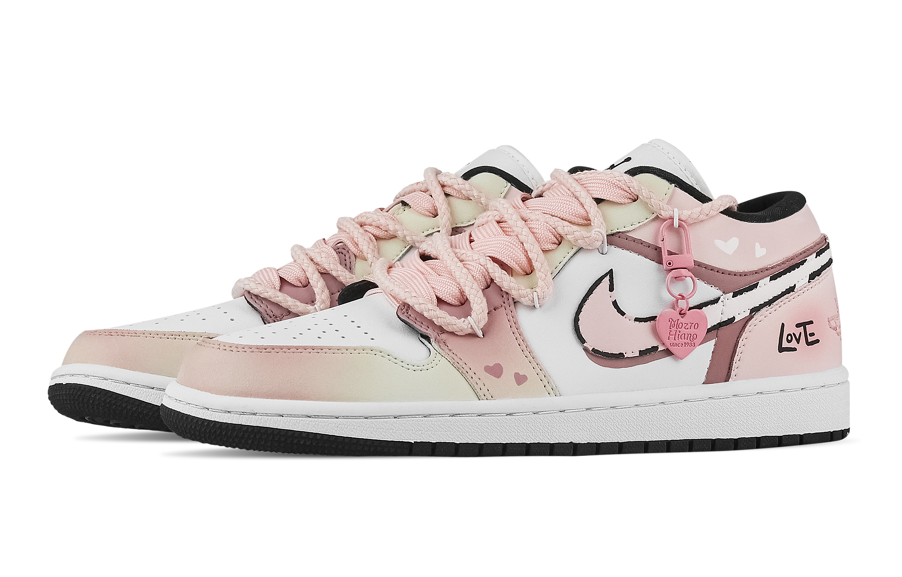 Jordan Air Jordan 1 Sweetheart Love, Heart Box Low top Vintage Basketball Shoes Unisex Pink