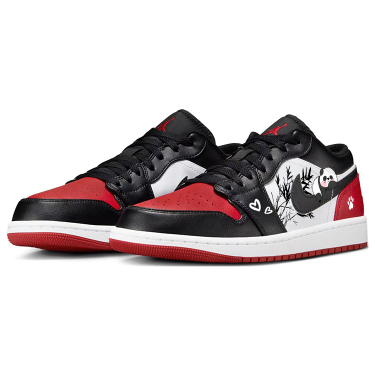 Jordan Air Jordan 1 Slip Resistant Low top Vintage Basketball Shoes Women’s Black Red