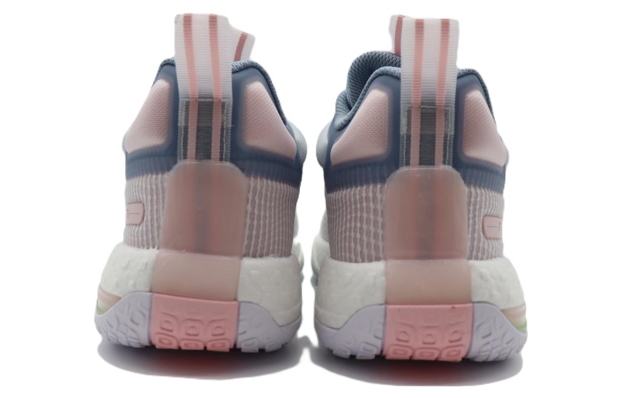 Anta Textile, Synthetic Leather Mid top Cushioning Slip Resistant Abrasion Resistant Basketball Shoes Men’s Blue Pink