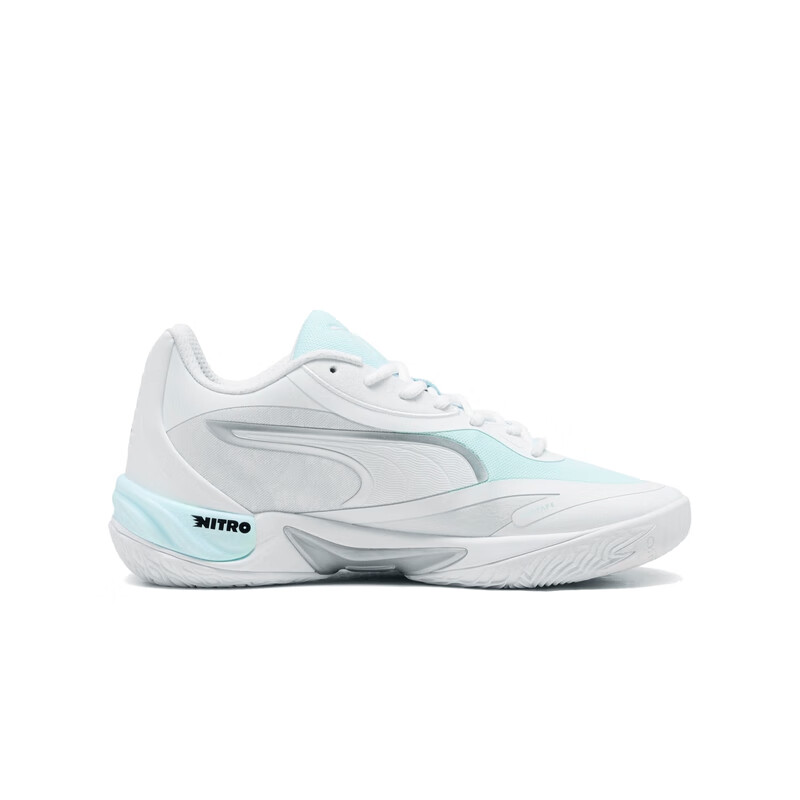 PUMA ALL PRO NITRO 2 Cushioning Low top Basketball Shoes Unisex White Aqua Blue