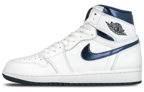 Jordan Air Jordan 1 Retro Metallic Navy Non-slip Lightweight High Top Retro Basketball Shoes Men's Navy Blue 2016 Edition