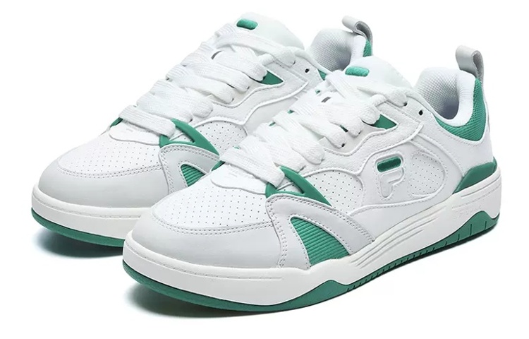 FILA FUSION Smash Textile, Synthetic Leather Low top Vintage Basketball Shoes Men’s White Green