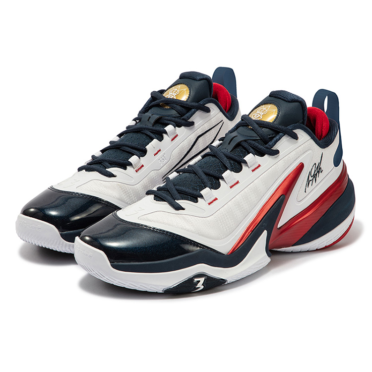 361° AG 5 Cushioning Anti-Slip Wear-Resistant Impact-Resistant Low-Top Basketball Shoes Men’s White Blue Red