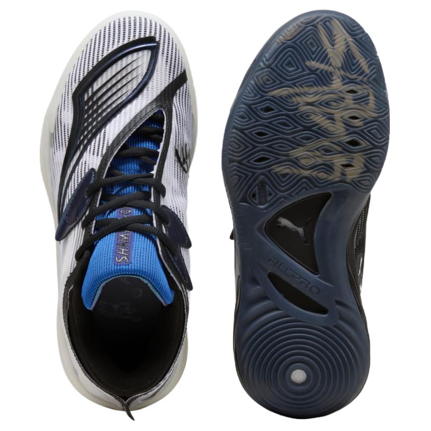 PUMA ALL PRO NITRO 2 Cushioning Abrasion Resistant Breathable Low top Basketball Shoes Unisex White Black
