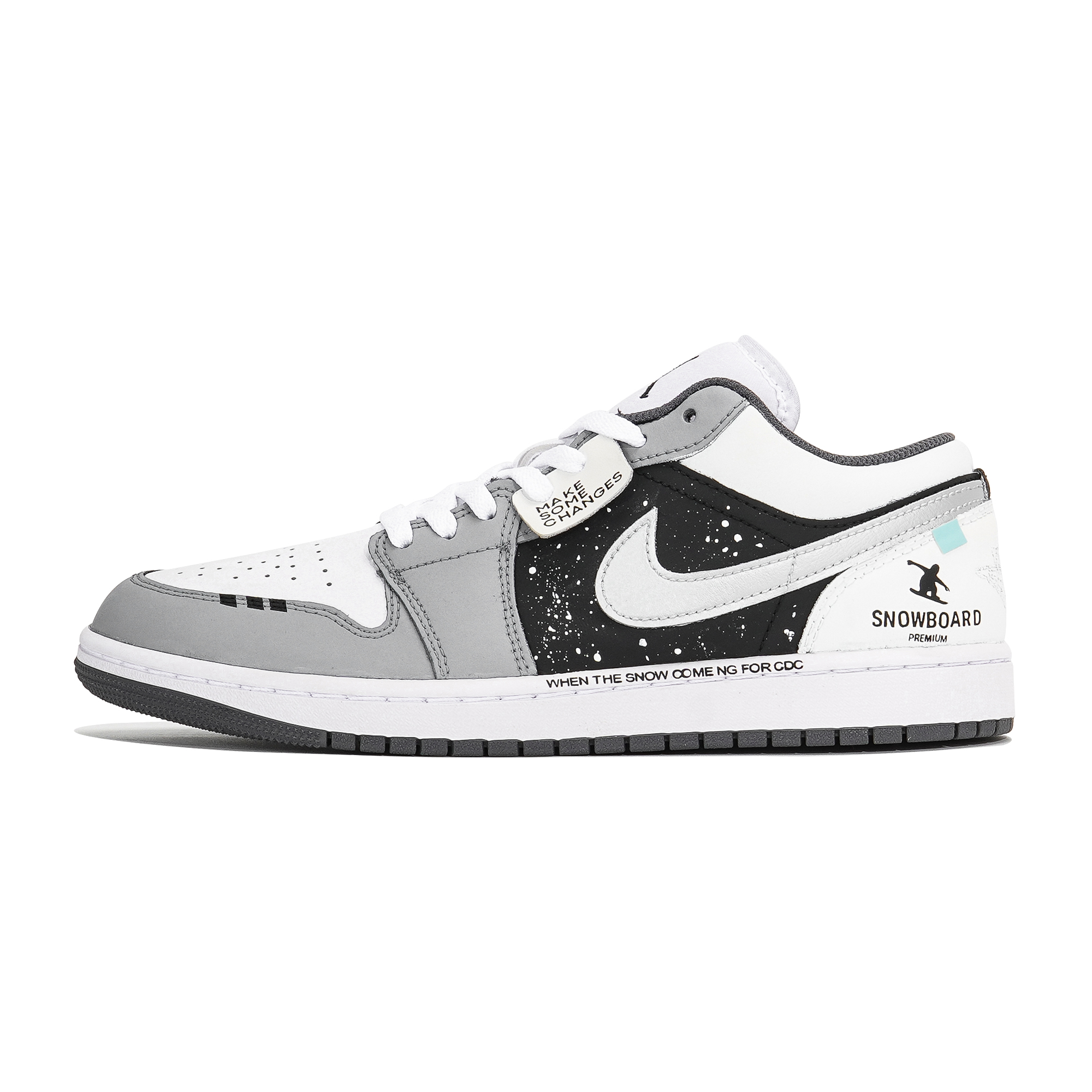 Jordan Air Jordan 1 Slip Resistant Abrasion Resistant Low top Vintage Basketball Shoes Unisex White Gray Black