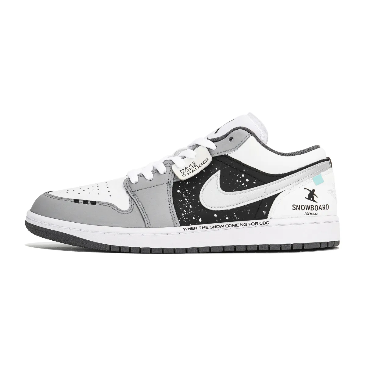 Jordan Air Jordan 1 Slip Resistant Abrasion Resistant Low top Vintage Basketball Shoes Unisex White Gray Black