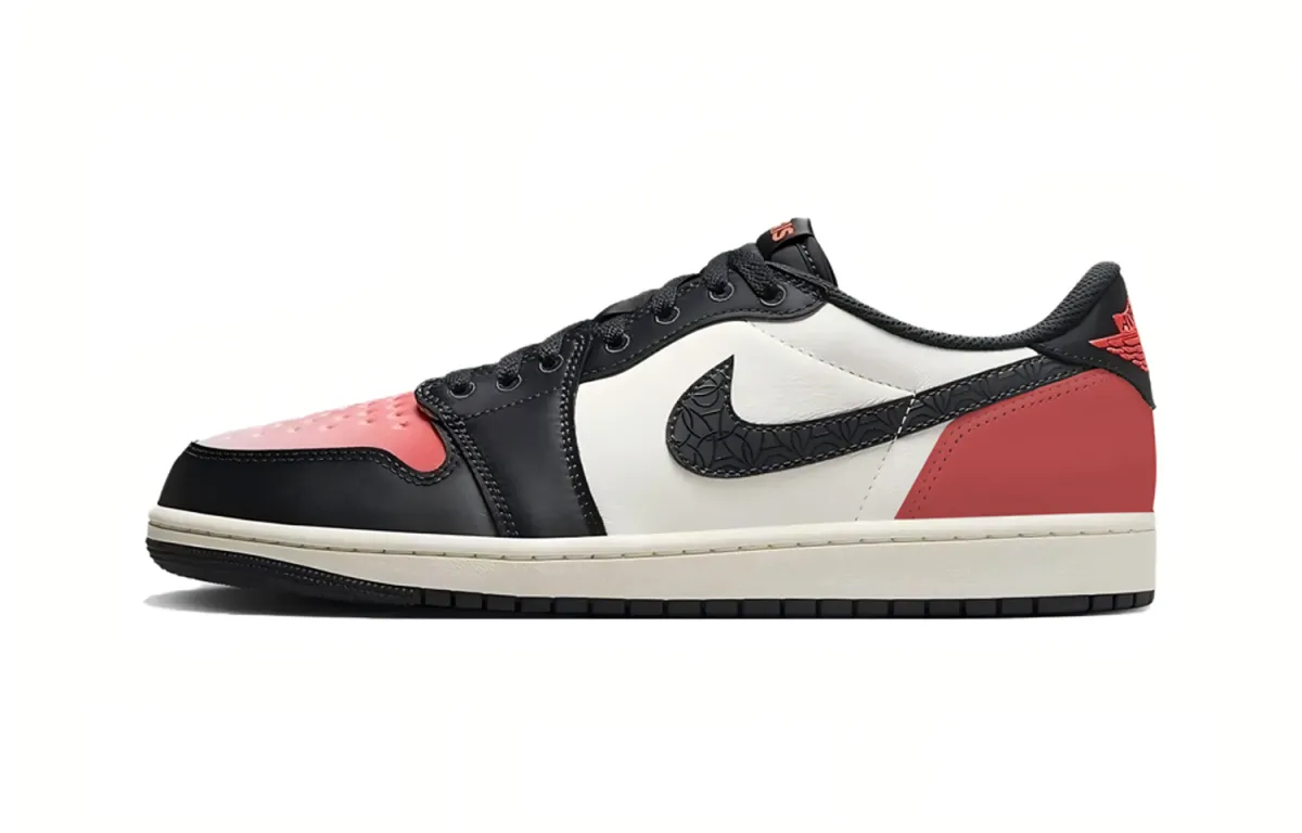 Jordan Air Jordan 1 Dirty Red Abrasion Resistant Low top Vintage Basketball Shoes Unisex White