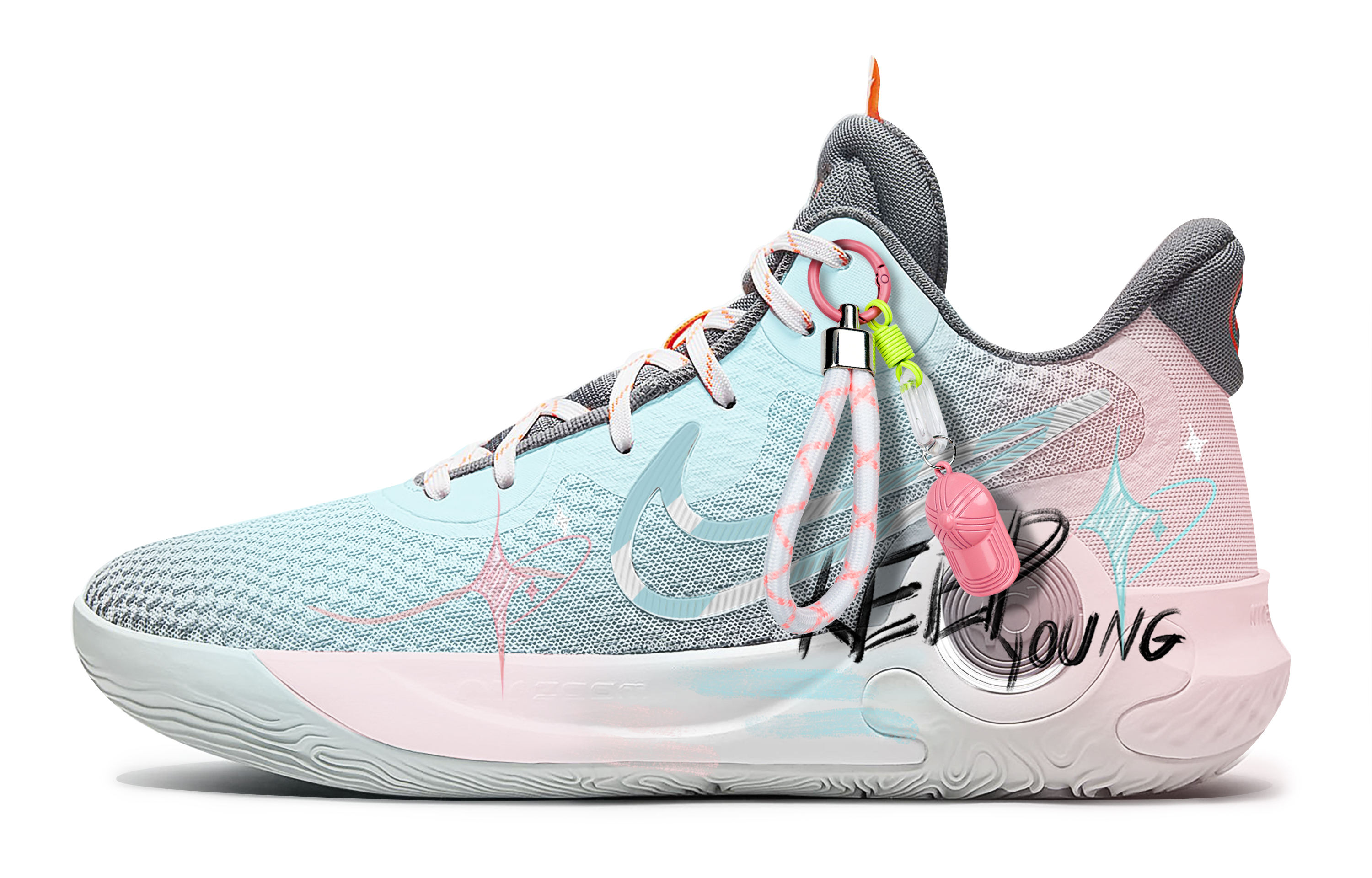 Nike KD Trey 5 IX Shooting Stars Dust Slip Resistant Abrasion Resistant Mid top Basketball Shoes Unisex Pink Blue