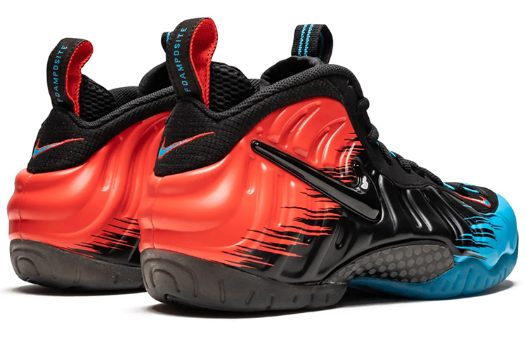 Мужские кроссовки Nike Foamposite Pro Spiderman (сине-черно-красные) — фото 4