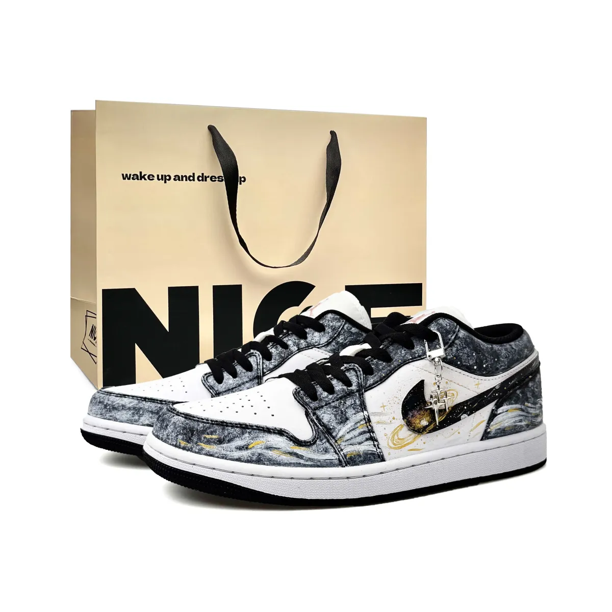 Jordan Air Jordan 1 Shopping Bag, Spring Summer Ambient Preppy Style, Love Confession Couple's Low top