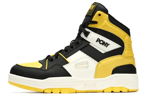 Pony Cushioning, Wear Resistant High top Basketball Shoes Unisex Mustard Yellow Black