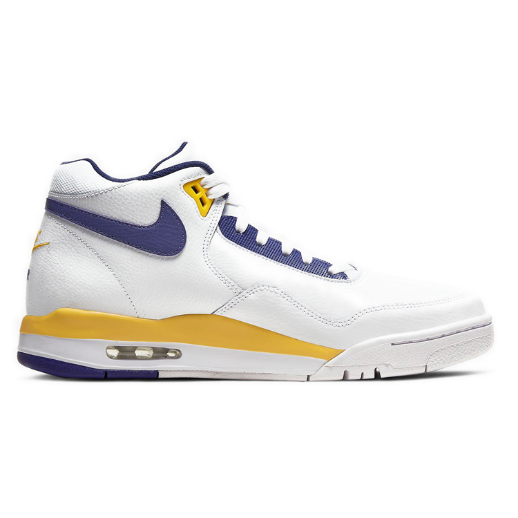 Nike Flight Legacy Cushioning Anti-Slip And Wear-Resistant Mid-Top Vintage Basketball Shoes Men’s White Blue Yellow