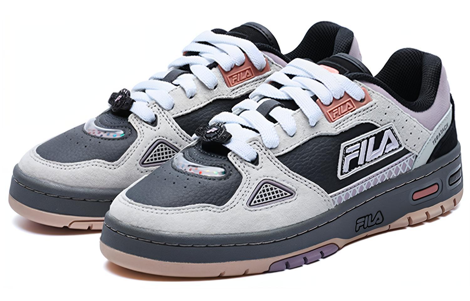 FILA FUSION Heritage Leather Low top Vintage Basketball Shoes Women’s Black Gray