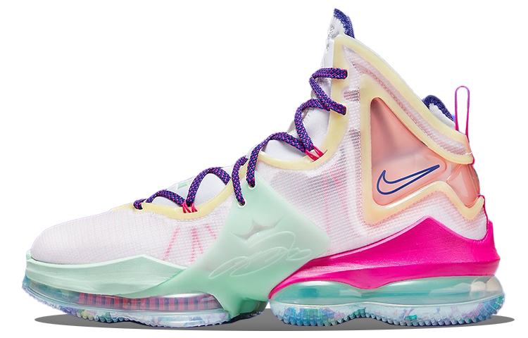 Nike Lebron 19 EP \"Love Letter\" James 19 All-Star Round Head Lace Middle Gang Practical Basketball Shoes Men's White and Green Pink Domestic Version