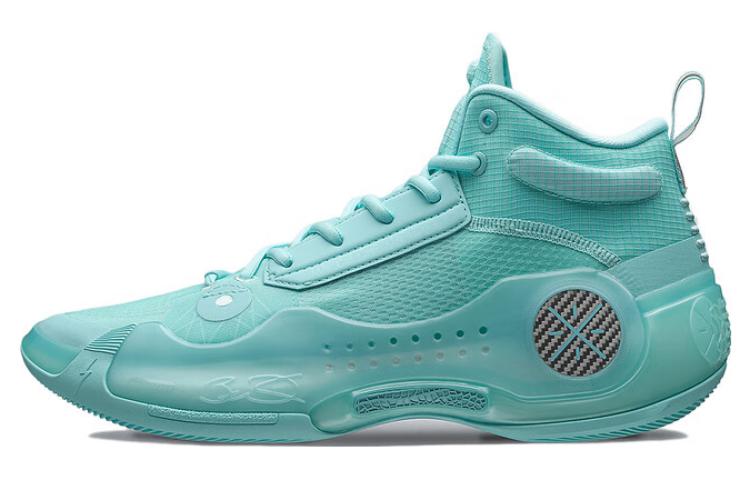 LiNing Wade's Way 10 lightweight shock-absorbing, non-slip, wear-resistant, breathable, wrapped and rebound, mid-top practical basketball shoes, men's island blue