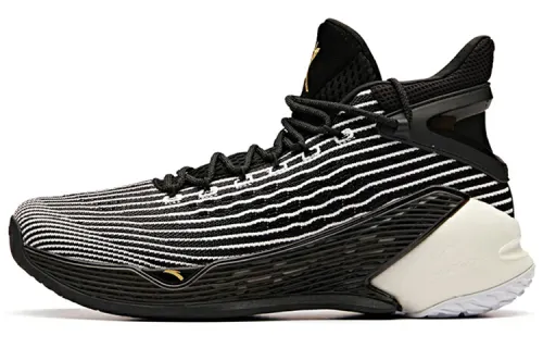 Anta KT4 playoffs shock-absorbing, non-slip, wear-resistant high-top basketball shoes, men's black and white