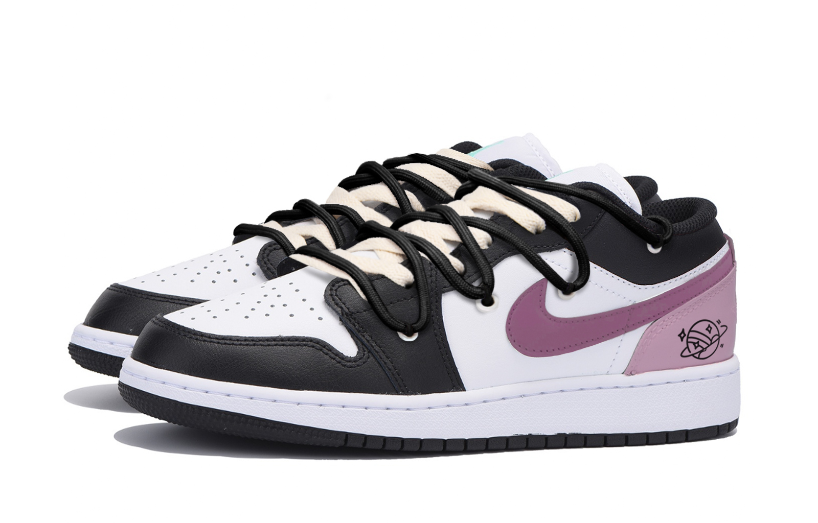Jordan Air Jordan 1 Abrasion Resistant Slip Resistant Low top Vintage Basketball Shoes Men’s Black White Purple