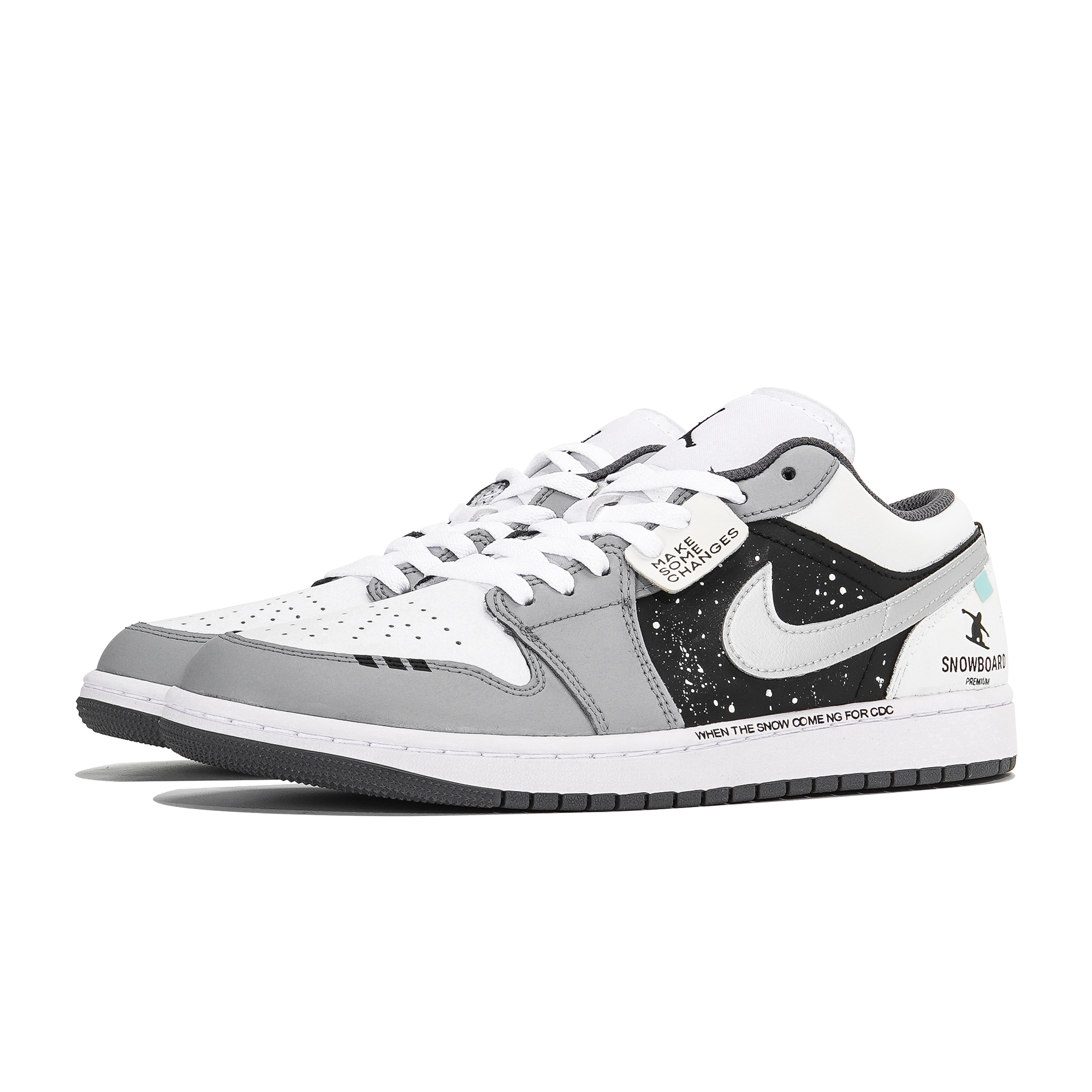 Jordan Air Jordan 1 Slip Resistant Abrasion Resistant Low top Vintage Basketball Shoes Unisex White Gray Black