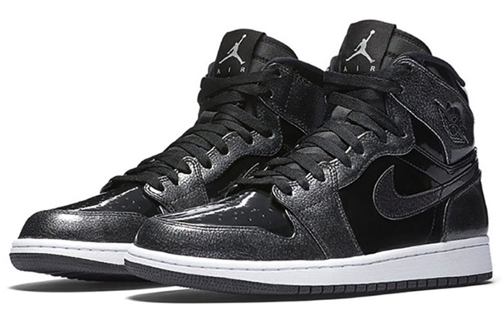 Кроссовки Jordan Air Jordan 1 Retro "Black Patent" (черные) — Чёрный / чёрный / тёмно-серый / белый — фото 2