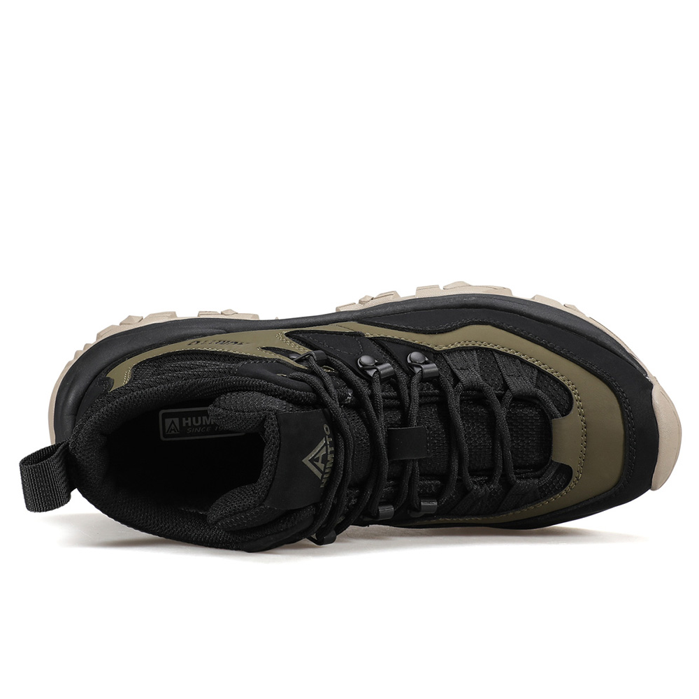 HUMTTO Slip Resistant Coverage Support Mid top Hiking Shoes Men’s Black/Khaki