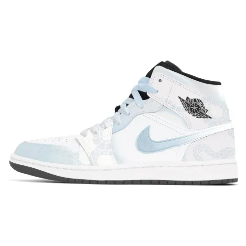 Jordan Air Jordan 1 Abrasion Resistant Abrasion Resistant Mid top Vintage Basketball Shoes Unisex White Blue