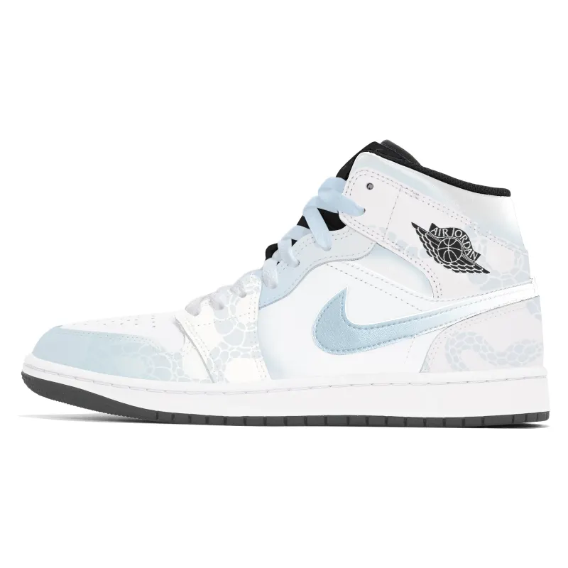Jordan Air Jordan 1 Abrasion Resistant Abrasion Resistant Mid top Vintage Basketball Shoes Unisex White Blue