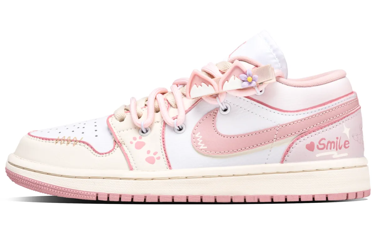 Jordan Air Jordan 1 Cream Puff Cat Abrasion Resistant Abrasion Resistant Low top Vintage Basketball Shoes Women's