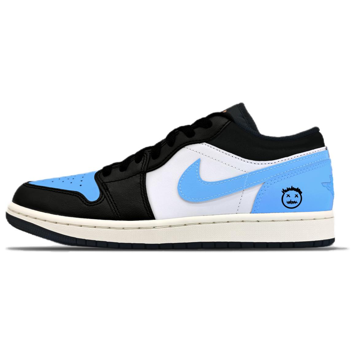 Jordan Air Jordan 1 Abrasion Resistant Low top Vintage Basketball Shoes Unisex Blue Black
