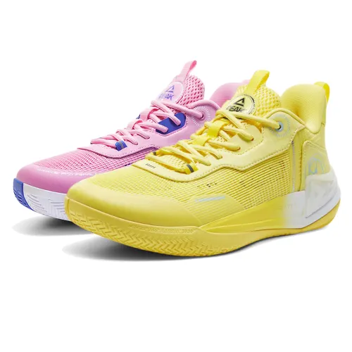Peak comfortable and fashionable versatile shock-absorbing non-slip wear-resistant low-top basketball shoes men's yellow pink mandarin duck