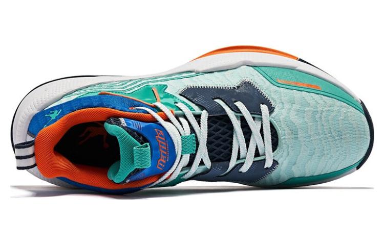 QIAODAN Slip Resistant Abrasion Resistant Cushioning Low top Basketball Shoes Men’s Green Blue Orange