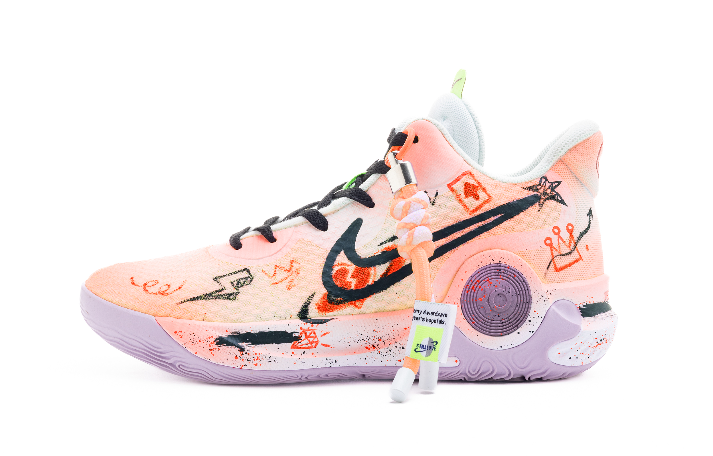 Nike KD Trey 5 IX Hand Drawn Graffiti Mid top Vintage Basketball Shoes Men’s Orange