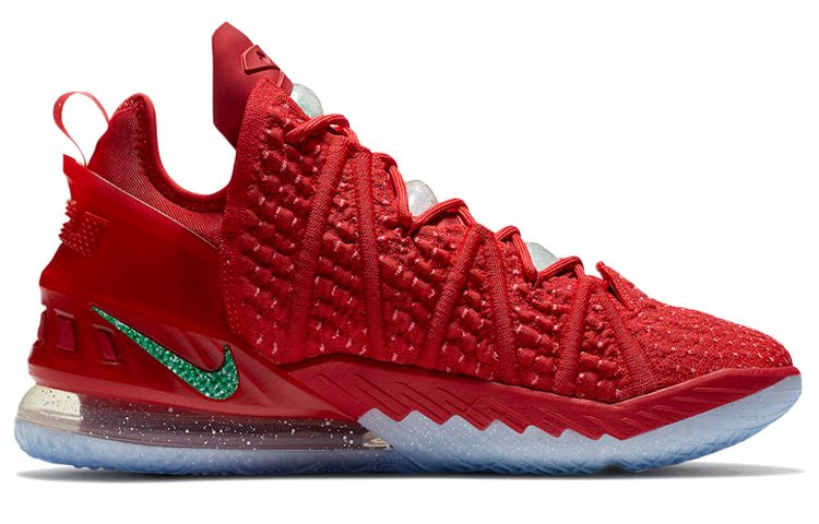 Мужские кроссовки Nike Lebron 18 X-Mas in LA 18 TPU (красный / золотой) — фото 2