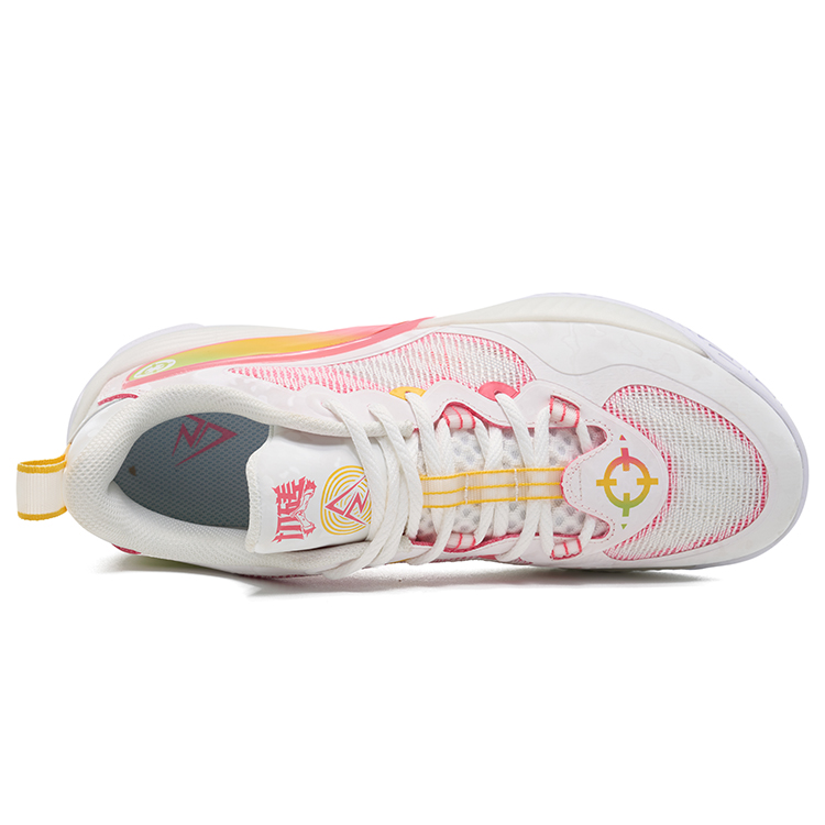 RIGORER Cutting Basketball Shoes Unisex Low Top Precision White/Lemon/Peach Pink