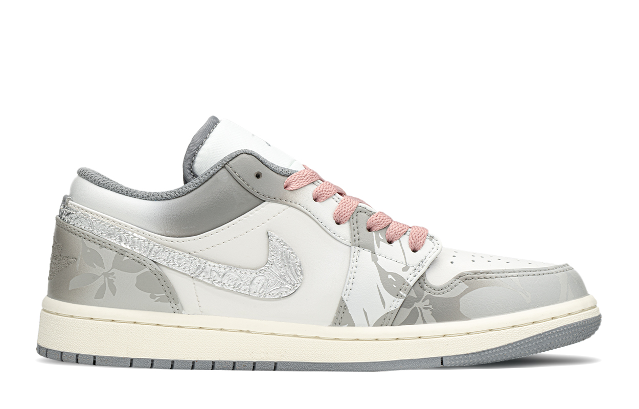 Jordan Air Jordan 1 Low top Vintage Basketball Shoes Gray Pink GS