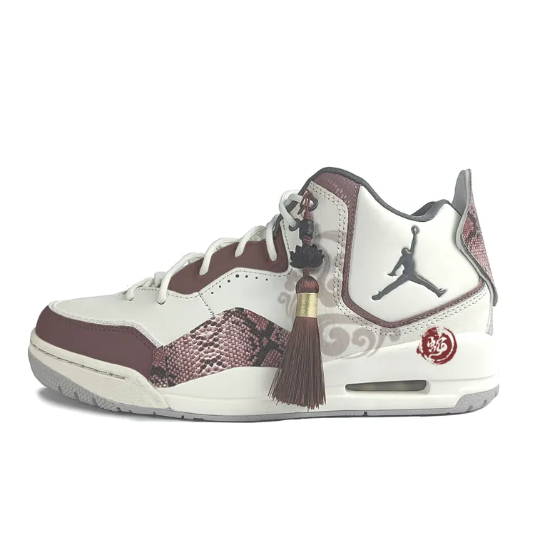 Jordan Courtside 23 Cushioning Slip Resistant Mid top Vintage Basketball Shoes Men's Red White Gray