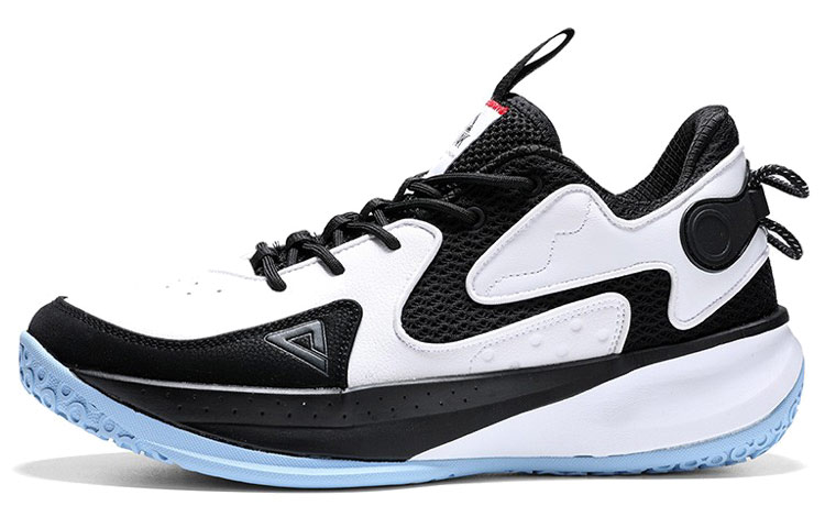 PEAK Leather Cushioning Slip Resistant Abrasion Resistant Lightweight Low top Basketball Shoes Men’s Black White