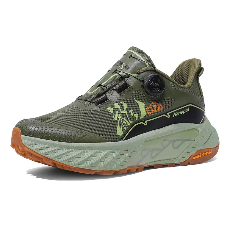 HANGE Lark Cushioning Slip Resistant Breathable Lightweight Height Increasing Low top Hiking Shoes Unisex Green