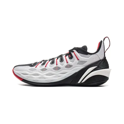 Li Ning Buckets Cushioning Slip Resistant Breathable Low top Basketball Shoes Men's Black White