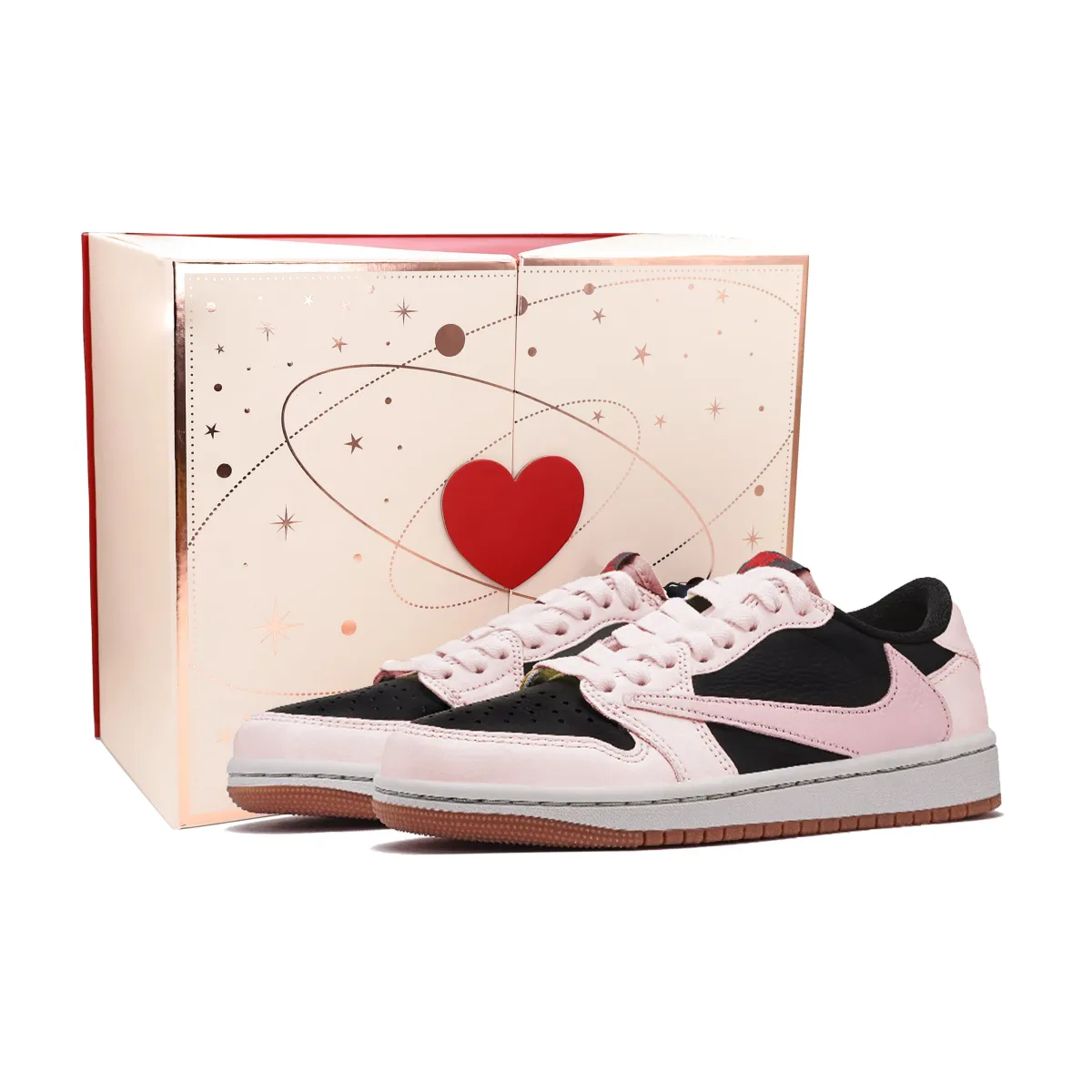 Travis Scott X Jordan Air Jordan 1 Vintage Basketball Shoes Unisex Low-top Black, Pink