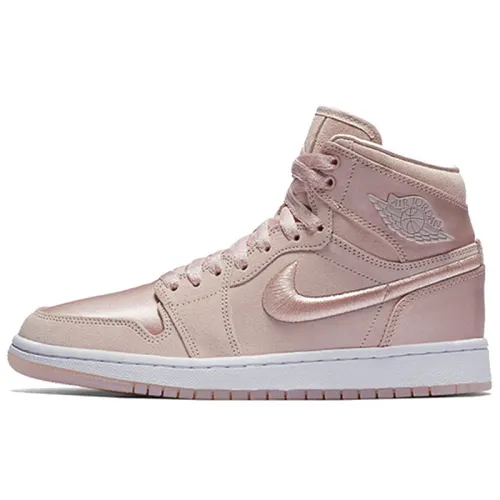 Jordan Air Jordan 1 Retro High Season Of Her Silt Red fabric comfortable shock-absorbing balance high-top retro basketball shoes women's light pink silk
