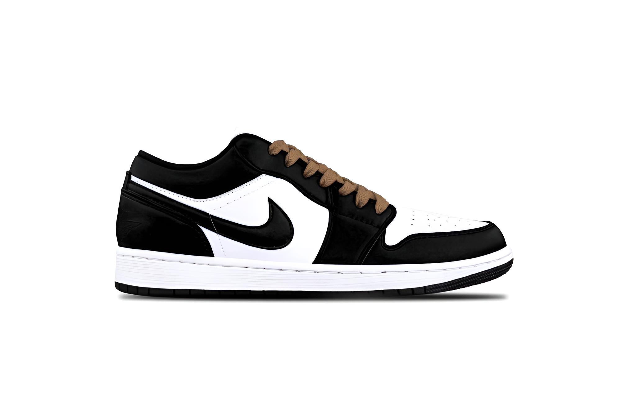Jordan Air Jordan 1 Black AJ Leather Cushioning, Wear Resistant Low top Vintage Basketball Shoes Unisex Black, White