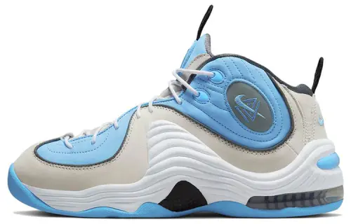 Social Status x Nike Air Max Penny 2 two-layer suede leather, comfortable, shock-absorbing, wear-resistant, lightweight, mid-top, retro basketball shoes, same style for men and women, gray blue Hardaway