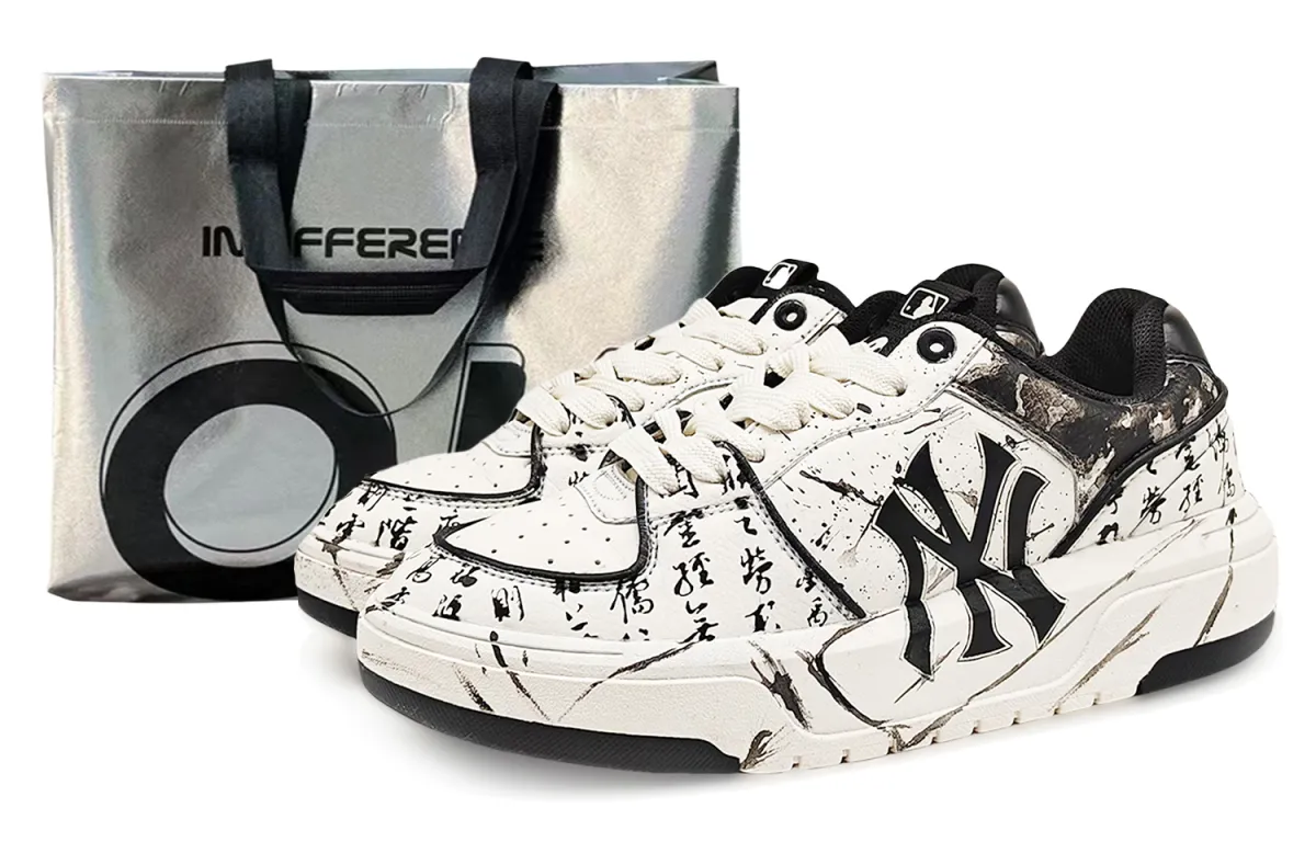 MLB Chunky Liner Abrasion Resistant Low top Skateboard Shoes Unisex Black White