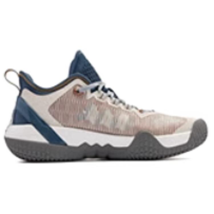 QIAODAN Cushioning Slip Resistant Cushioning Slip Resistant Low top Basketball Shoes Men’s Beige Gray