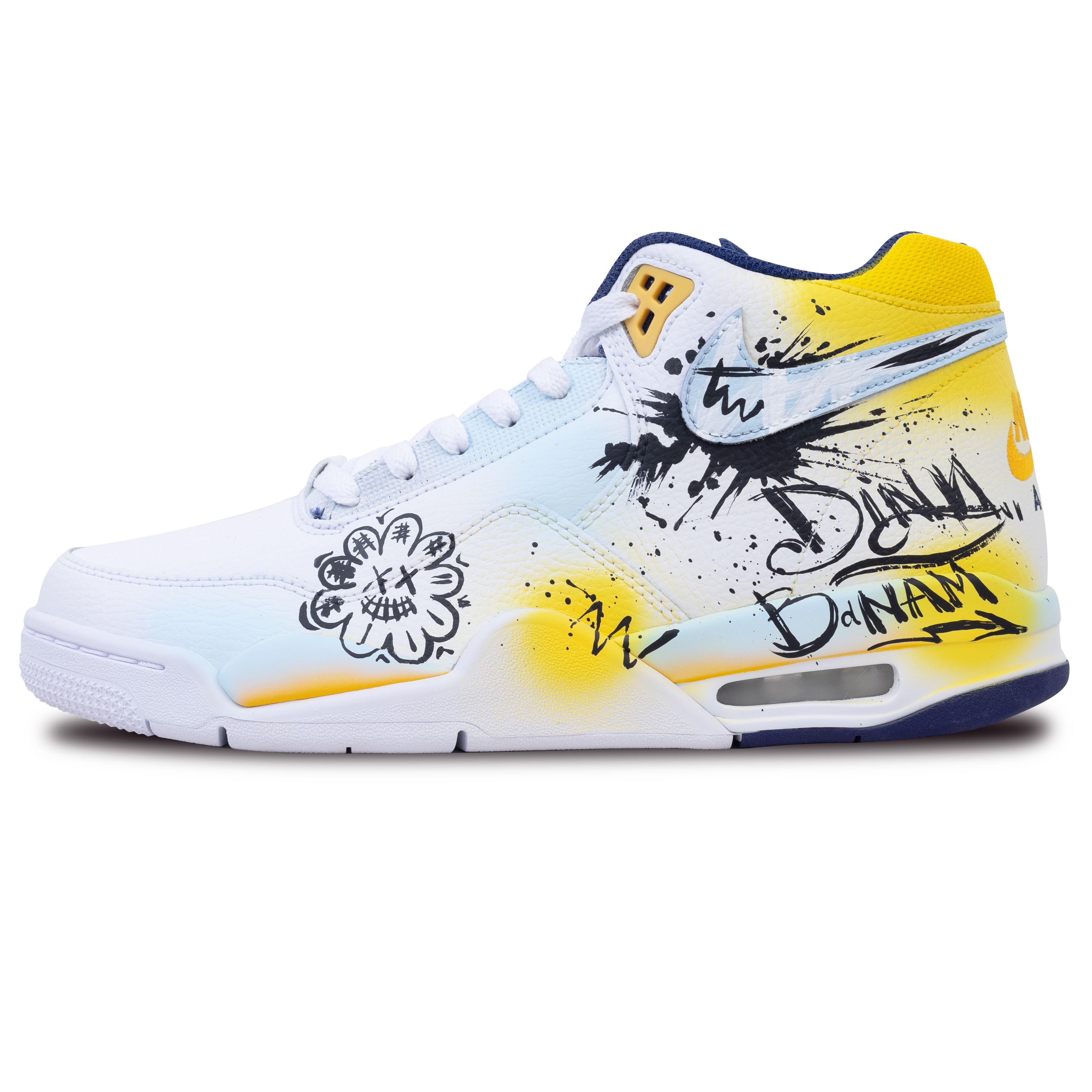 Nike Flight Legacy Vintage Basketball Shoes Men’s Mid Top Blue/Yellow/Black