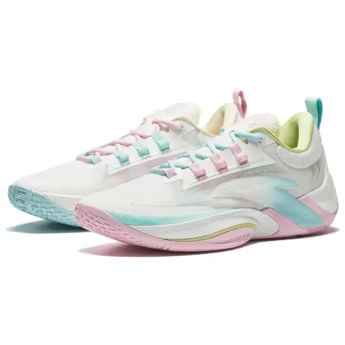 Anta Zap 1 Cushioning, Wear Resistant Low top Basketball Shoes Men's White Pink Blue
