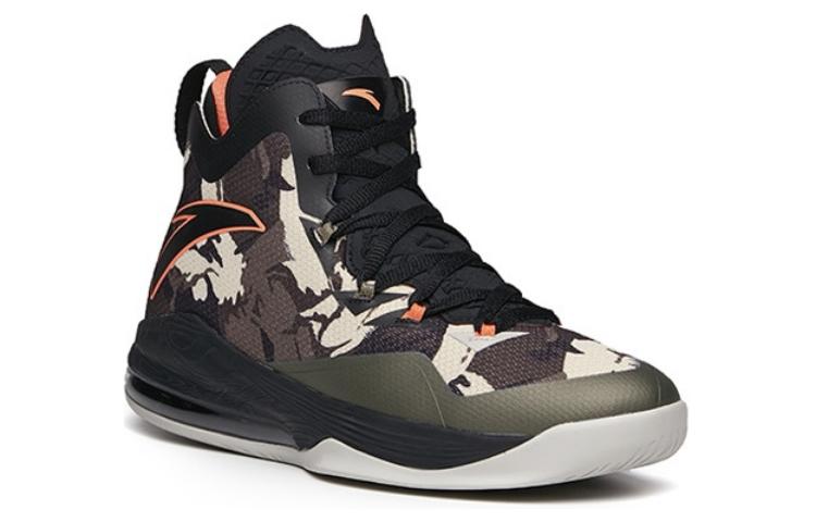 Anta The Shield Slip Resistant Abrasion Resistant High top Vintage Basketball Shoes Men’s Green Black Orange